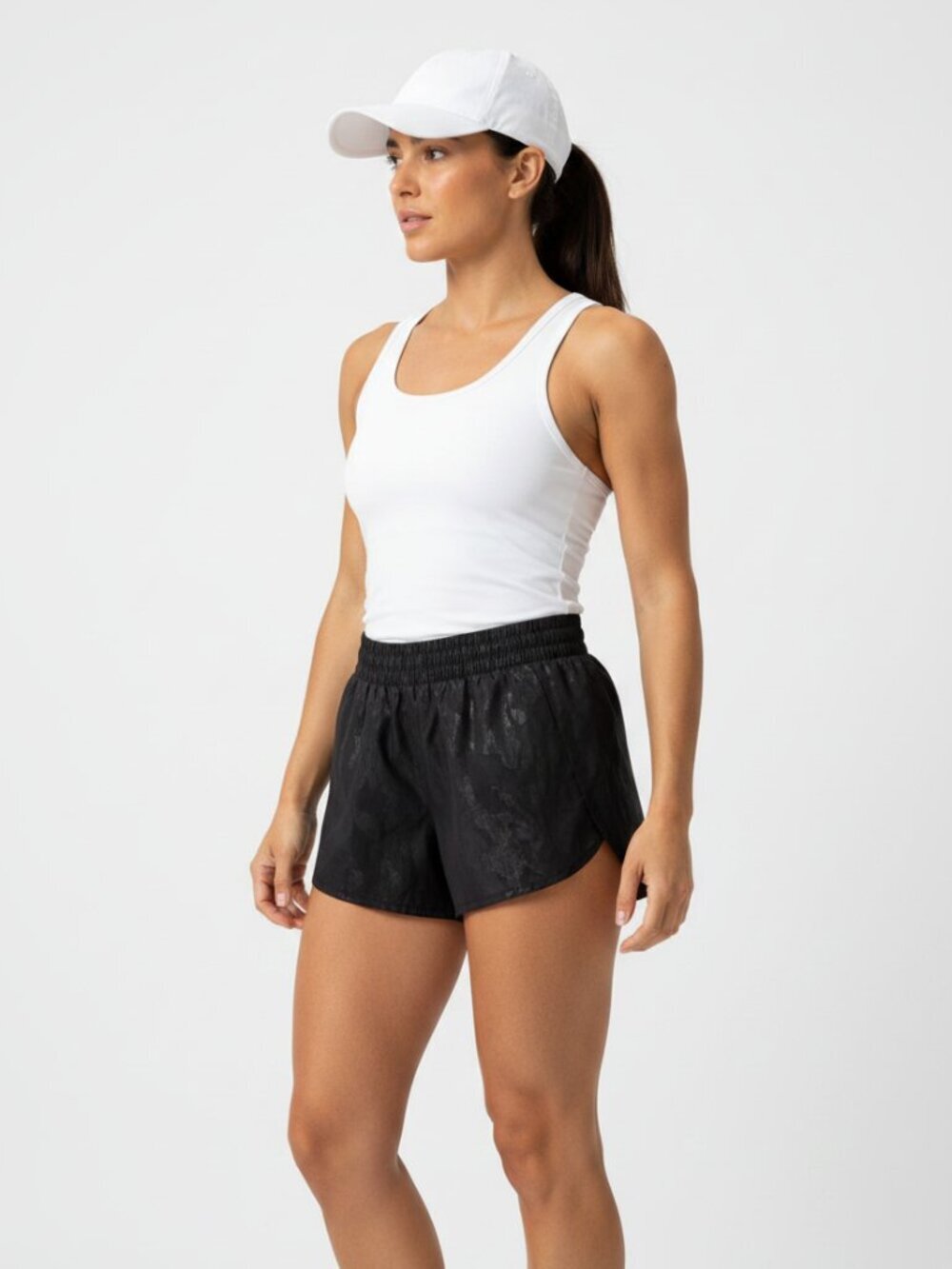 Sporty! Athleta Running Shorts with Reflective Detail — Black (Size M)